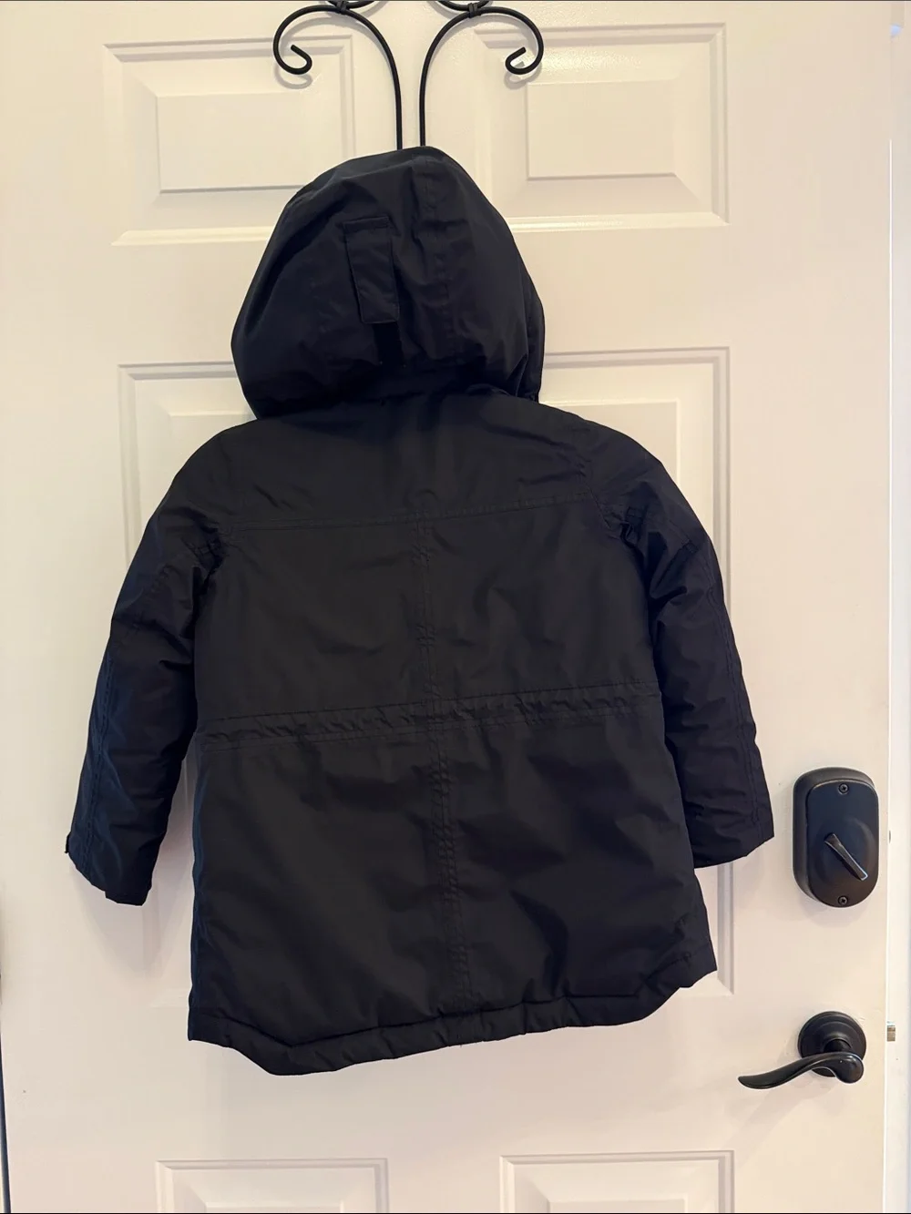 Lands' End Kids Black Hooded Puffer Jacket with Sherpa Lining Unisex